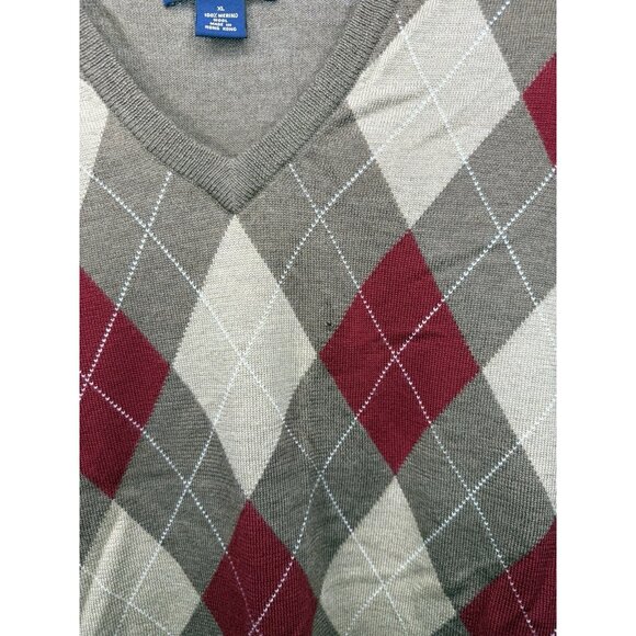Brooks Brothers‎ XL Argyle Sweater Vest 100% Merino Wool Brown Red Beige Diamond - Picture 4 of 6
